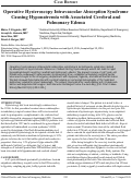 Cover page: Operative Hysteroscopy Intravascular Absorption Syndrome Causing Hyponatremia with Associated Cerebral and Pulmonary Edema