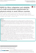 Cover page: NEWS for Africa: adaptation and reliability of a built environment questionnaire for physical activity in seven African countries