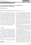 Cover page: Observation of the diphoton decay of the Higgs boson and measurement of its properties.