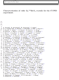 Cover page: Characterization of cubic Li2100MoO4 crystals for the CUPID experiment