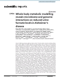 Cover page: Whole-body metabolic modelling reveals microbiome and genomic interactions on reduced urine formate levels in Alzheimers disease.