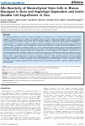 Cover page: Allo-Reactivity of Mesenchymal Stem Cells in Rhesus Macaques Is Dose and Haplotype Dependent and Limits Durable Cell Engraftment In Vivo