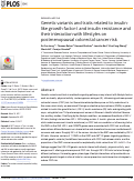 Cover page: Genetic variants and traits related to insulin-like growth factor-I and insulin resistance and their interaction with lifestyles on postmenopausal colorectal cancer risk.