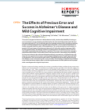 Cover page: The Effects of Previous Error and Success in Alzheimers Disease and Mild Cognitive Impairment.