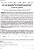 Cover page: Inotuzumab ozogamicin versus standard of care in relapsed or refractory acute lymphoblastic leukemia: Final report and long-term survival follow-up from the randomized, phase 3 INO-VATE study.