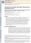 Cover page: The Multicenter Osteoarthritis Study: Opportunities for Rehabilitation Research