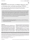 Cover page: Perspectives from the Society for Pediatric Research: advice on sustaining science and mentoring during COVID-19.