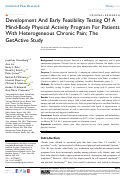 Cover page: Development And Early Feasibility Testing Of A Mind-Body Physical Activity Program For Patients With Heterogeneous Chronic Pain; The GetActive Study.