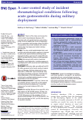 Cover page: A case–control study of incident rheumatological conditions following acute gastroenteritis during military deployment