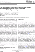 Cover page: The 4p1000 initiative: Opportunities, limitations and challenges for implementing soil organic carbon sequestration as a sustainable development strategy.