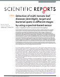 Cover page: Detection of multi-tomato leaf diseases (late blight, target and bacterial spots) in different stages by using a spectral-based sensor