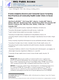 Cover page: Practice adaptive reserve and colorectal cancer screening best practices at community health center clinics in 7 states