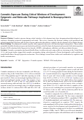 Cover page: Cannabis Exposure During Critical Windows of Development: Epigenetic and Molecular Pathways Implicated in Neuropsychiatric Disease