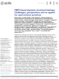 Cover page: FRET-based dynamic structural biology: Challenges, perspectives and an appeal for open-science practices