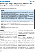 Cover page: Cue-Reactors: Individual Differences in Cue-Induced Craving after Food or Smoking Abstinence