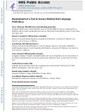 Cover page: Development of a Tool to Assess Medical Oral Language Proficiency.