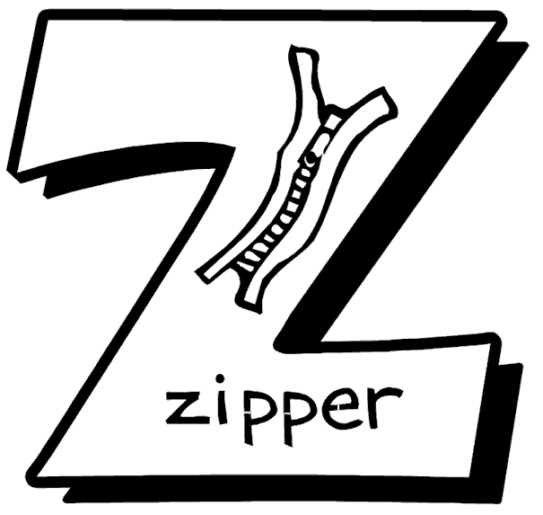 Letter Z Coloring Pages Zipper