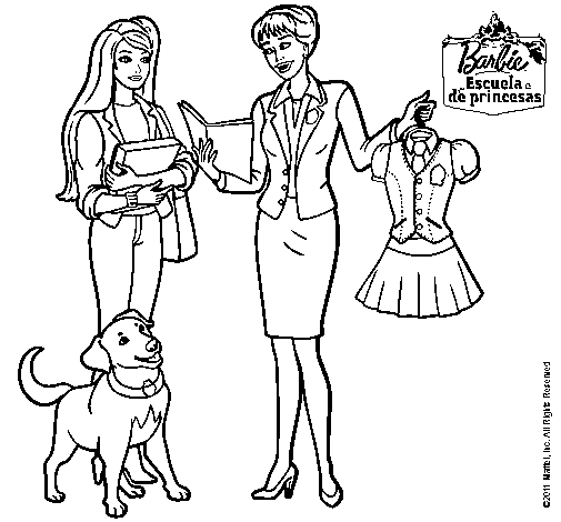 Dibujo de Barbie con su profesora para Colorear - Dibujos.net