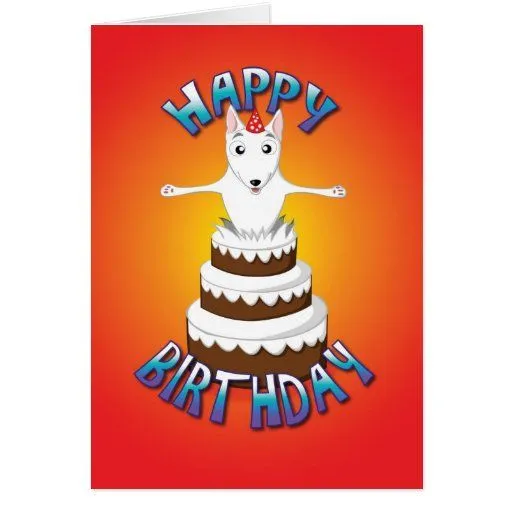 inglés bull terrier - torta - feliz cumpleaños felicitacion de Zazzle.