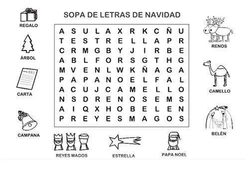 Dibujos para Colorear: Sopa de letras Navidad