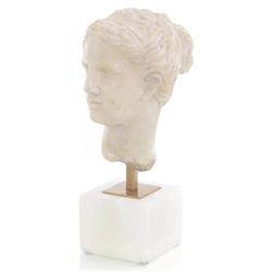 John-Richard French Country Warm Cream Alabaster Greek Head Fragment