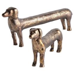 Sadie Modern Classic Antique Brass Aluminum Dachshund Sculpture - Set of 2