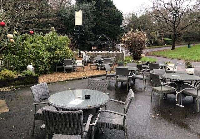 Carefully laid out, neat and tidy, with a great view of the green, the seating area at the front of the pub must be popular in the summer