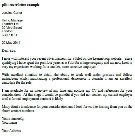 application letter airline pilot