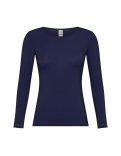 Maglia Girocollo in Tencel a Maniche Lunghe - Blu