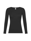 Maglia Girocollo in Tencel™ a Maniche Lunghe - Nero