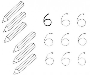 Grafomotricidad con el número 6. Manualidades a Raudales.