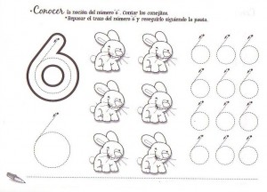 Grafomotricidad con el número 6. Manualidades a Raudales.