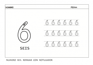 Grafomotricidad con el número 6. Manualidades a Raudales.