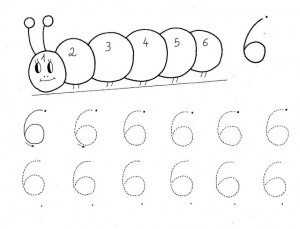 Grafomotricidad con el número 6. Manualidades a Raudales.