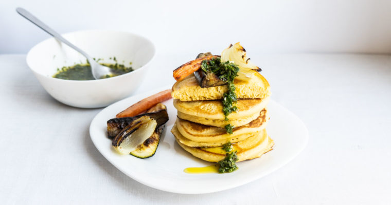 Chickpea flour pancakes with roasted veggies {vegan + gluten free}