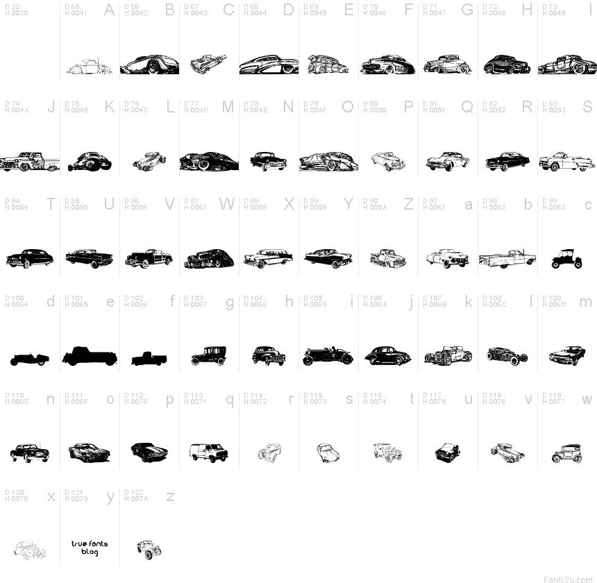 Dingbat Fonts Vintage Cars