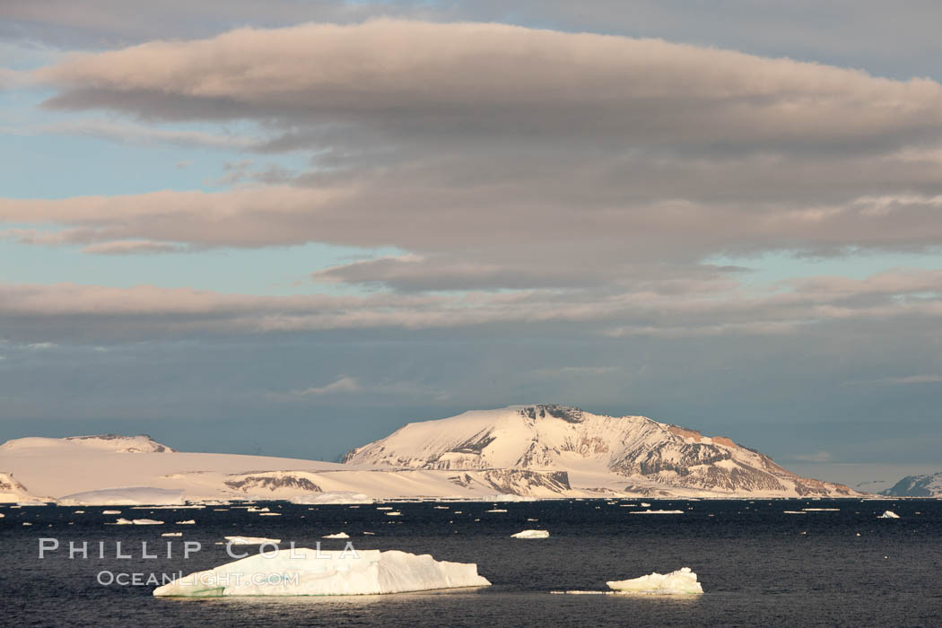 Clouds and rugged Antarctic coastline. Devil Island, Antarctic Peninsula, Antarctica, natural history stock photograph, photo id 24886