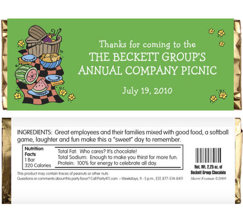 Picnic Theme Candy Bar Wrapper