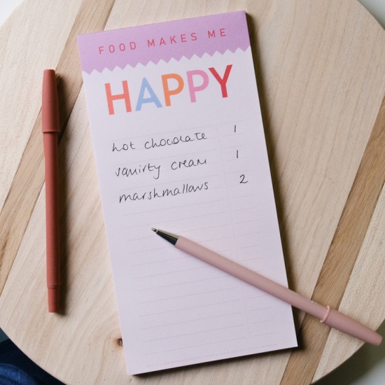 Food Makes Me Happy Shopping List Pad