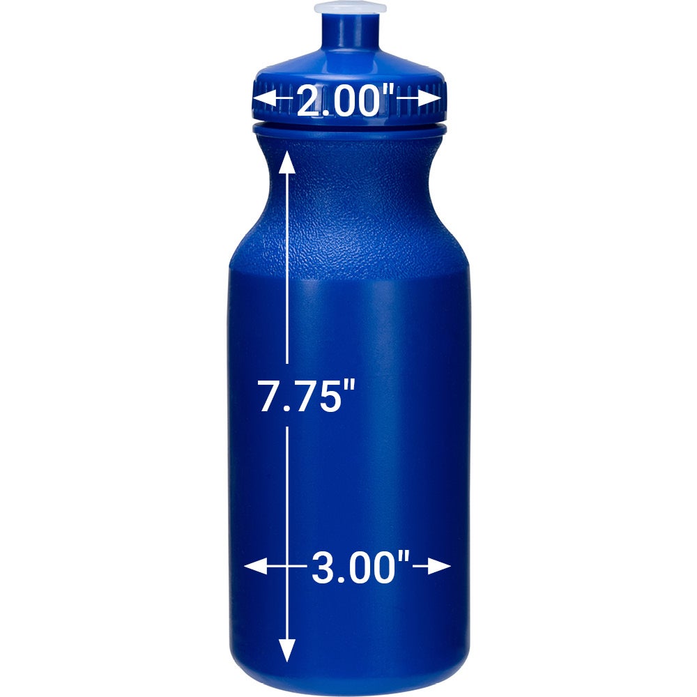 Water Bottle with Push Cap Measurements