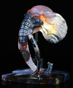 Awesome 6.9" Premium Brazilian Agate Hand Carved Crystal Elephant Sculpture, Crystal Healing, Ganesh