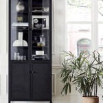 Tall Black Storage Cabinet With Glass Doors