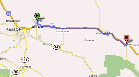 Ellsworth AFB to Wall SD