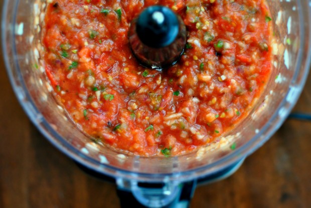 Roasted Tomato Salsa + Baked Tortilla Chips www.SimplyScratch.com perfectly