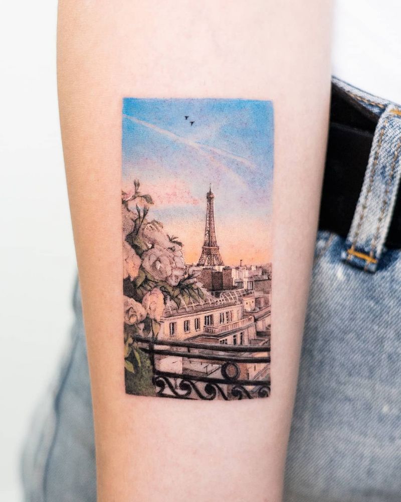 30 Pretty Eiffel Tower Tattoos Make Your Life Full of Romance