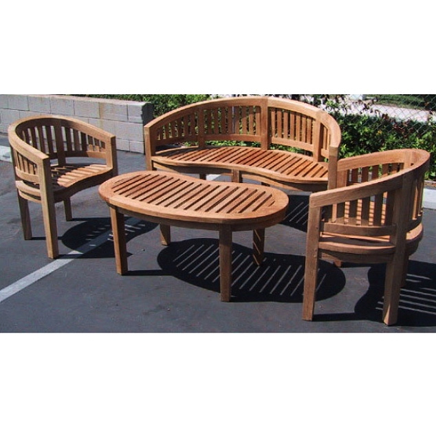 Teak 4pc Curved Island Patio Conversation Set