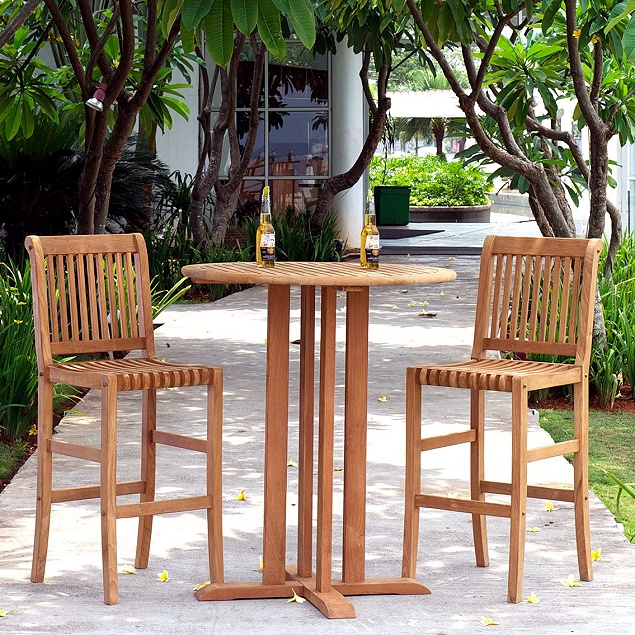 Teak 3pc 36" Bar Height Deck Bistro Outdoor Set