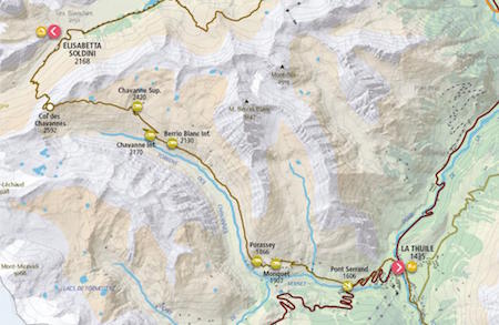 Map2 Rifugio Elisabetta Soldini - La Thuile.