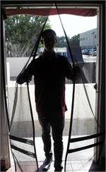 Hanging Screens- walk thru screen doors for fly control. Hang Down Screen Doors In Stock.