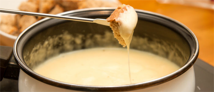 Cheese fondue with bread in the Canton of Neuchâtel